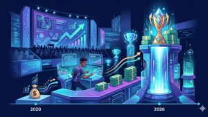 Современная иллюстрация эволюции призовых фондов в тактических играх для блога рейтинга денежных стратегий